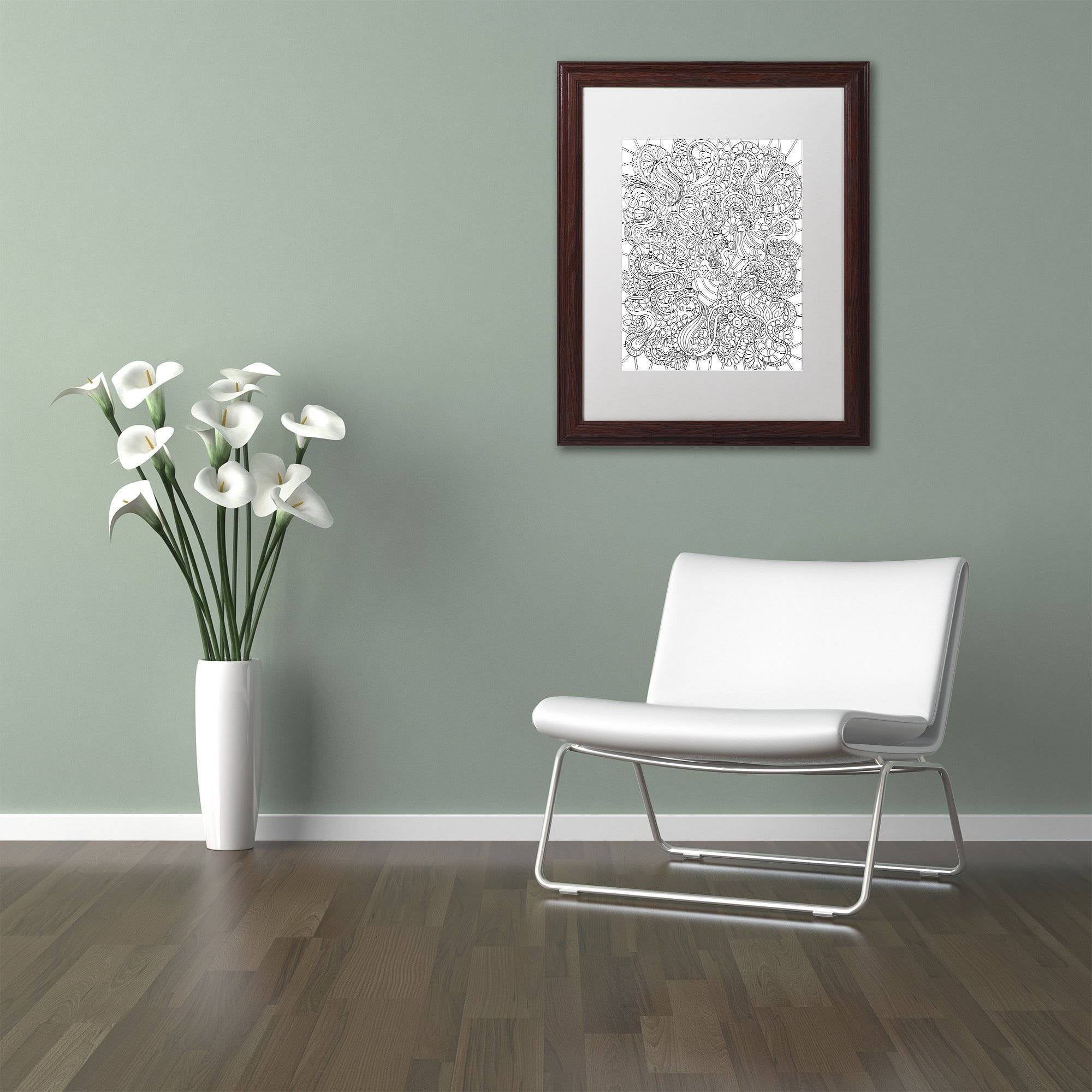 Trademark Fine Art "Mixed Coloring Book 44" Canvas Art by Kathy G. Ahrens, White Matte, Wood Frame