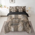 thumbnail image 2 of Homewish Boys Girls Abstract Animal Print Bedding Comforter Set 7 Pieces,Gradient Black Brown Full Bedding Set Lightweight,Animal Snake Print Fitted Sheet Flat Sheet,Lightweight Room Decor, 2 of 8