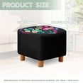 thumbnail image 3 of SCRAWLGOD Paws Heart Print Black Ottoman Cover Square, Stretch Ottoman Cover, Anti Dust Ottomans Slipcover Square Washable Foot Stool Covers with Elastic Bottom, 3 of 7