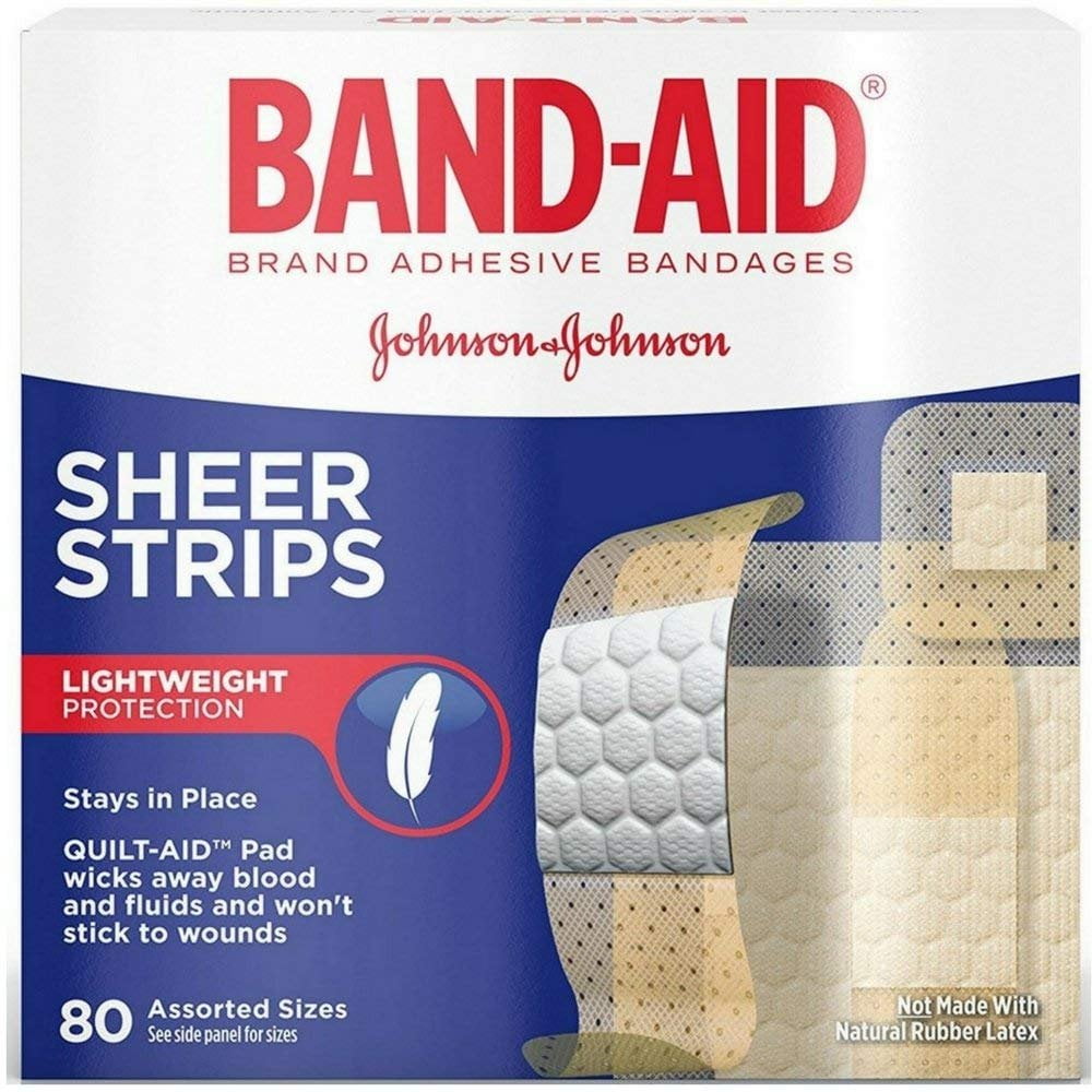 BANDAID Sheer Strips Assorted 80 Each (Pack of 2)