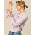 thumbnail image 4 of INSPIRE CHIC Blusa Camisa Tops Con Botones Manga Larga Pu?o Elástico Detalle De Volantes Para Mujeres Rosa M, 4 of 6