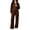 Brown women two piece lounge set a1, variant on BRELIL Women Two Piece Lounge Set Collared Long Sleeve Pullover Tops Wide Leg Pants Matching Casual Outfits Solid Loungewear Tracksuit Vacation Travel, Wine XL