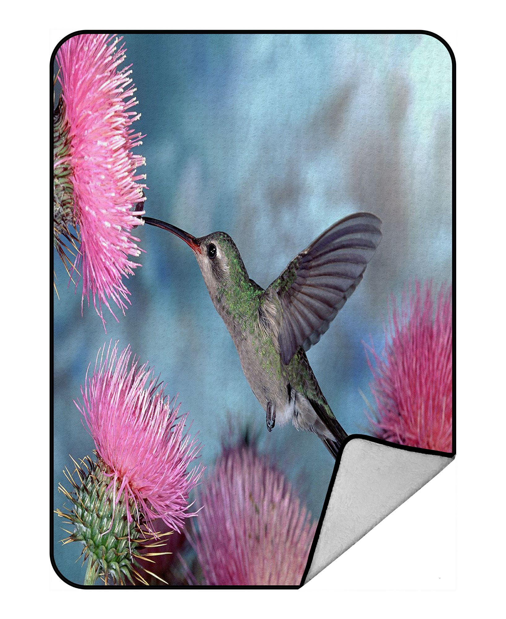 ZKGK Hummingbird Blanket Crystal Velvet Front and Lambswool Sherpa