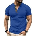 thumbnail image 2 of LYMAYTER Men's Button T-Shirt Summer Short Sleeve Tees for Men Comfort Ventilate T-Shirt Fallow Solid Color Tops, 2 of 9