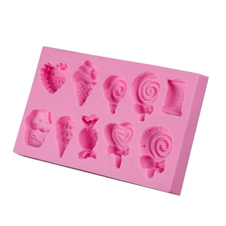 

Lollipop Ice Cream Candy Ice Love Heart Chocolate DIY Fondant Baking Cooking Cake Decorating Tools Silicone Mold