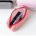 thumbnail image 3 of Vertical Thin Stripe Big Capacity Pencil Case, Distinct Dual‑Color Vertical Stripes, Handy Holder For Notes, Pens & Small Office Supplies (Orange), 3 of 5