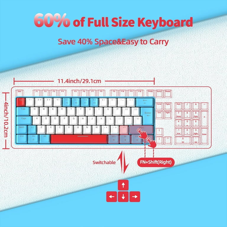 ZIYOU LANG T60 Wired 60% TKL Mechanical Gaming Keyboard with Led