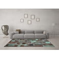 thumbnail image 3 of Ahgly Company Indoor Round Patchwork Turquoise Blue Transitional Area Rugs, 7' Round, 3 of 4