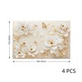 thumbnail image 4 of Joocar Elegant White Floral And Gold Butterfly Design Placemats Set Of 4 For Home Kitchen Table Decor 12x18 inch Linen Table Mats Set Of 4 For Home Kitchen Table Decor 12x18 inch, 4 of 5