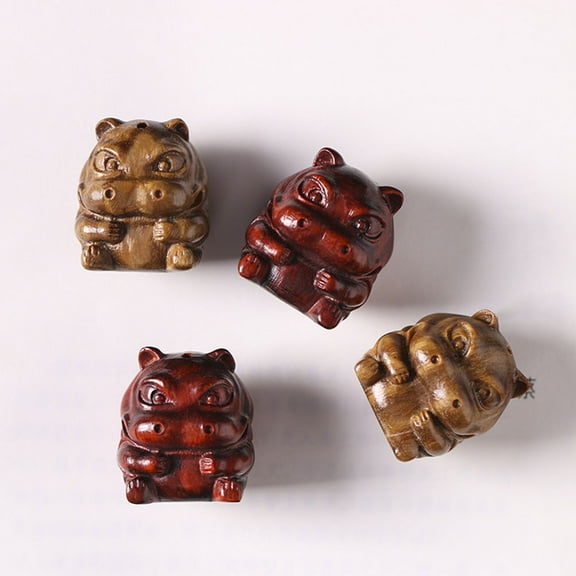 FRCOLOR Cute Coffee Wooden Hippo Statue Decorative Figurine for Home Decor and Office Use Mini Size