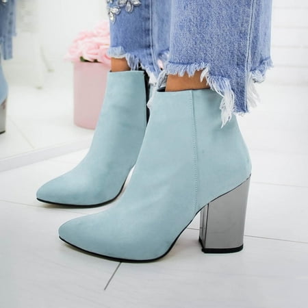 

Clearance Sales Online Deals Winter New Warm Women s Shoes Thick Heel Zipper Ankle Boots