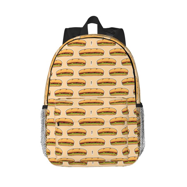 Lukts Submarine Sub Sandwich Pattern 15 Inch Student Backpack, Waterproof Laptop Backpack with Adjustable Shoulder Straps, Lightweight Travel, Campus Backpack, Unisex