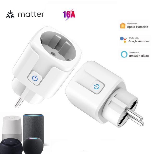 16A Smart Plug with Matter Protocol Chip, Control High Power Appliances, Indicator Light, Childlike Protection, Restart Status