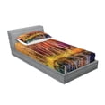 thumbnail image 2 of Ambesonne Forest Fitted Sheet & Pillow Sham Set, Autumn Trees by Lake, Twinxl, Grink Purple, 2 of 2