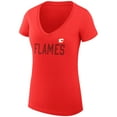thumbnail image 2 of Women's G-III 4Her by Carl Banks  Red Calgary Flames Dot Print Team V-Neck Fitted T-Shirt, 2 of 3