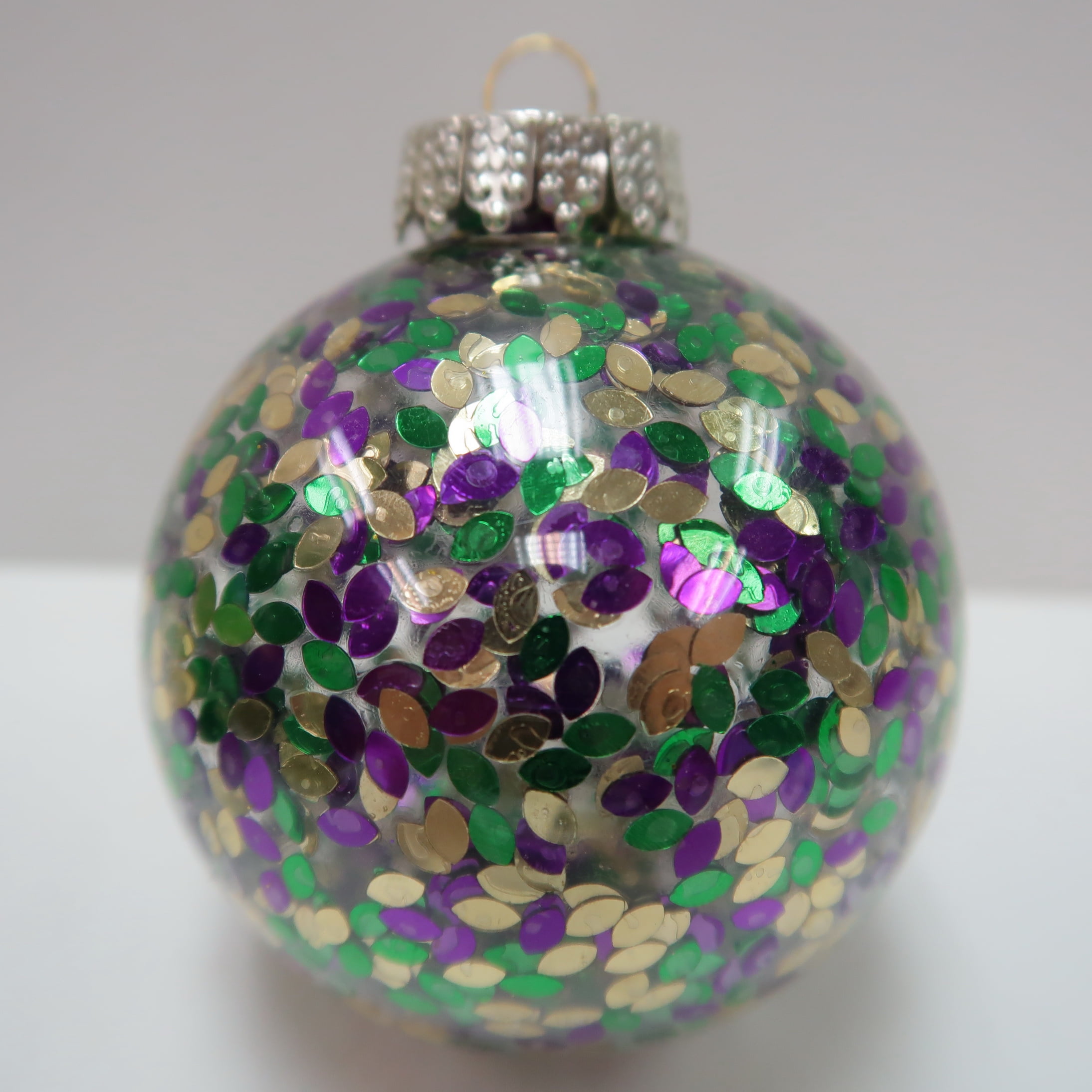 Deloky 24 PCS Mardi Gras Sequin Ball Ornaments-1.5 Inch Mardi Gras  Shatterproof Hanging Ball-Purple Green Gold Tree Ornaments for Mardi Gras  Holiday