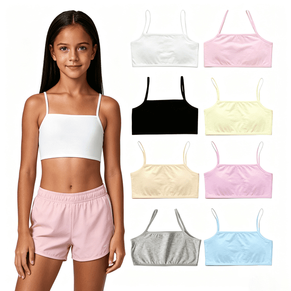 Girls Training Bra Teen Cotton Developed Kids Sports No Wire TrainerWireless Bras for Women Teens 8-12 Years