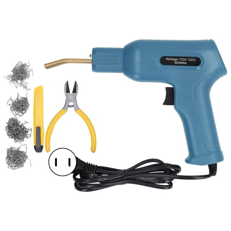 

50W Hot Stapler Automotive Plastic Repair Machine Car Bumper Plastic Repair Welder Kit with 4 Types Nails Cyan US Plug 110-130V