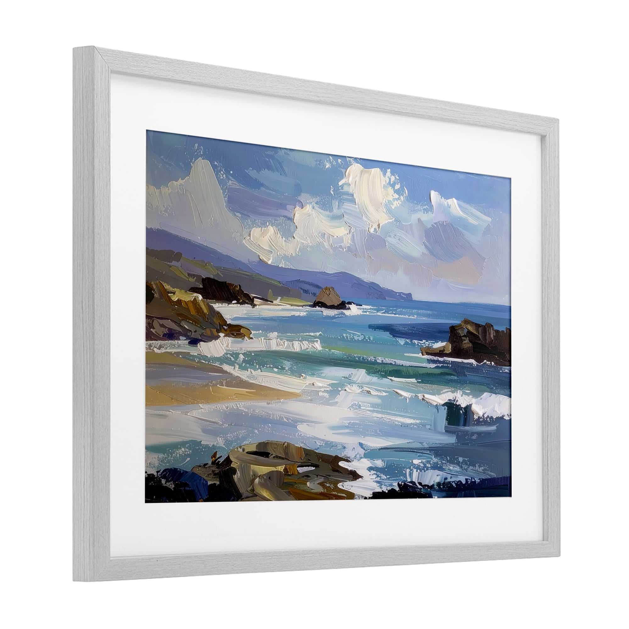 Stupell Industries From Sky To Sea Gray Framed Print Under Glass, design by Alonza Saunders