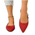 thumbnail image 6 of Red Women One Strap Casual Backless Pointed Toe Flat Shoes, Low Cut Comfortable Slip On Cloth, 6 of 9