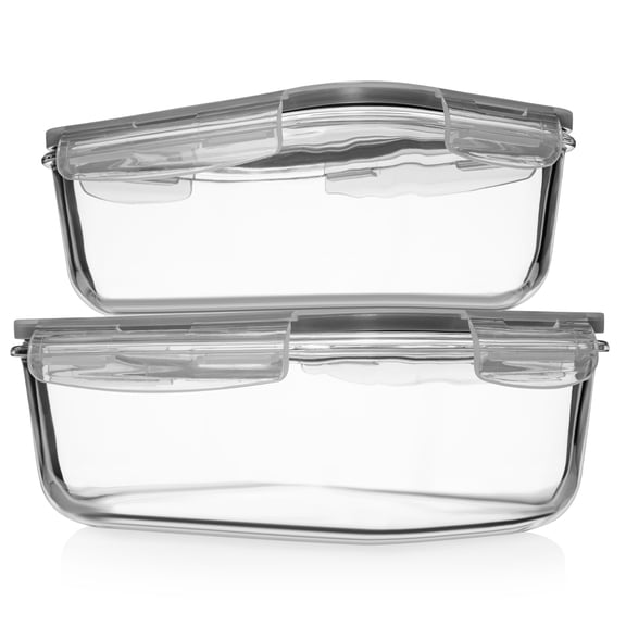 Razab 4 Pcs 1860ML & 1520ML Large Glass Food Storage Containers with Lids - Glass Meal Prep Containers with Lids for Roasting, Storing Leftover