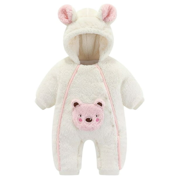 Traje de nieve para recién nacido, mono de lana con capucha para invierno, para niñas y niños de 73cm