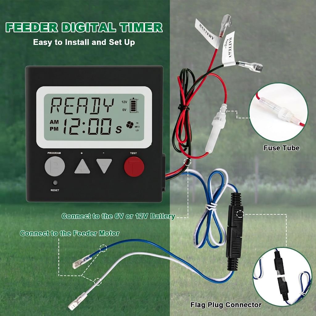 1 Pack Feeder Timer Kit for 6V/12V Deer Feeders Up to 8 Feeding Times Per Day Adjustable Duration and Speed