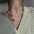 thumbnail image 3 of Collar de mariposa de acero inoxidable para mujer, moda coreana, cadena de clavícula de doble capa, colgante de circonita de cristal, joyería JM, 3 of 5