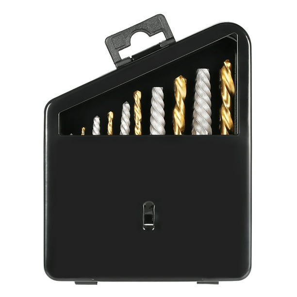 10pcs Left Hand Drill Bit Broken Bolt Damaged Screw Extractor Set with