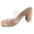 thumbnail image 1 of Bmisegm Summer New Large Size Foreign Trade Women's Shoes in Europe and The United States Stripes Flower Color High Heels Sandals Women Womens Sandals Summer Pink 7.5, 1 of 9
