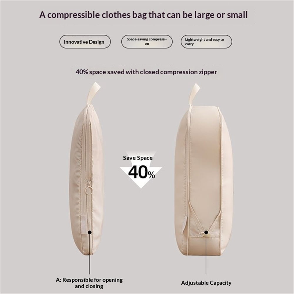 Compression Travel Luggage Organizers 8 Set, Mesh Clothes Bags Luggage Travel Packing Cubes for Carry-on Luggage, Suitcase and Backpacking Accessories (Beige,only bags)