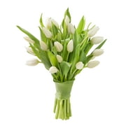 KaBloom NEXT DAY DELIVERY - Fall Collection - 20 White Tulips (Farm-Fresh Flowers, Cut-to-Order, and Homegrown in the USA) Gift for Birthday, Anniversary, Get Well, Thank You, Valentine, Mother's Day