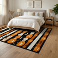 thumbnail image 3 of ODIKA 6'x9' Washable Area Rug Easy Care, Non-Shedding, Pumpkin Halloween Bat Vintage Spooky Ghost Stripes Motif Festive for Queen Size Bedroom Under Bed Master Suite, 3 of 7