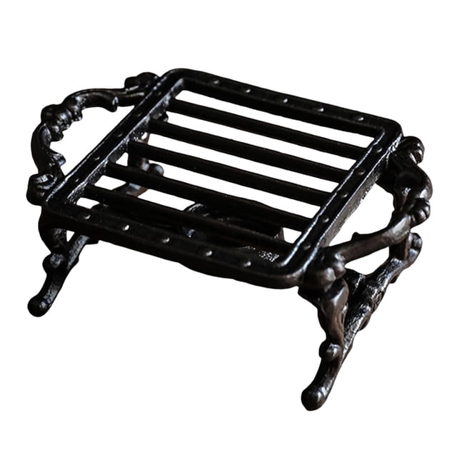 Cast Iron Teapot Warmer with a square design, ventilation holes, and ornate handles for easy handling. Made of durable iron material, it serves as a candle warmer and tea pot heater, suitable for glass, ceramic, and metal teapots. Perfect for tea light heating and tea preparation.