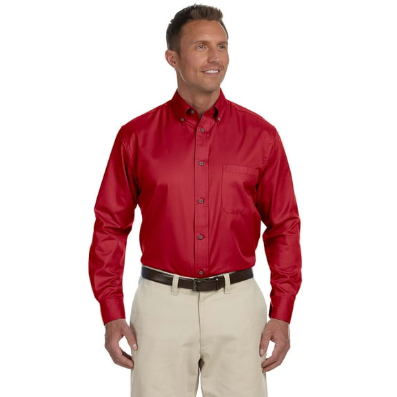 Harriton Men's Easy Blend Long-Sleeve Twill Shirt with Stain-Release - M500