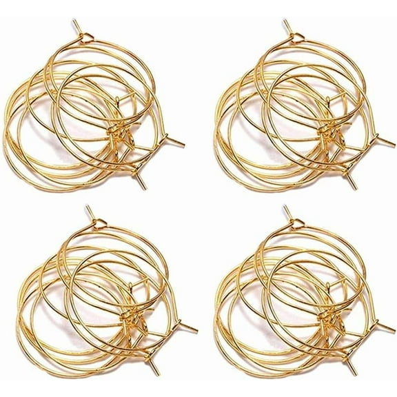 100 Pieces Wine Glass Charm Rings Round Open Jump Ring Earring Beading Hoop for Jewelry Making Wedding Birthday Party Festival Favor(30 mm,Gold)