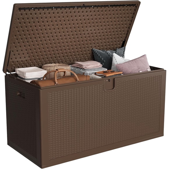 EastVita Coffre de Terrasse en Résine Verrouillable de 150 Gallons, Coffre de Rangement Extérieur Imperméable