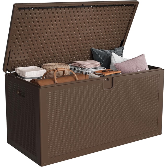 Royalbelle Coffre de Terrasse en Résine Verrouillable de 150 Gallons, Rangement Extérieur Imperméable