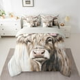 thumbnail image 2 of Manfei Kawaii Highland Cattle 7pcs Bedding Comforter Set,Western Country Farm Queen Bedding Sets,Pink Flower Floral Queen Sheet Sets For Teens,Luxury Bedroom Decor Reversible, 2 of 8
