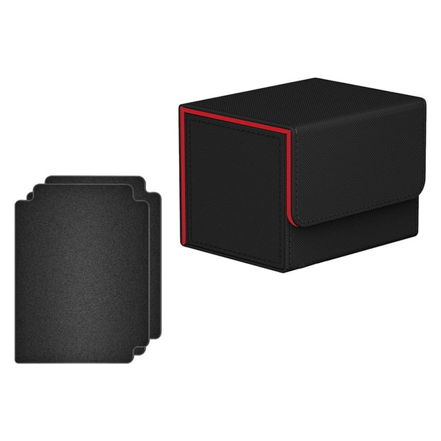 Boîte de Jeu de Cartes à Fermeture, Contenant pour Cartes de Collection, Contient 100+ Cartes, sous Pochette, Noir Rouge