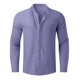 thumbnail image 2 of Ceisia Men's Relaxed Fit Linen Blend Stand Collar Shirt, Solid Color Long Sleeve Casual Button-Up Top Gifts, 2 of 6