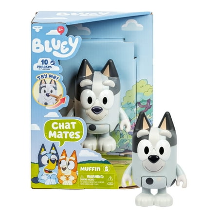 Bluey, Muffin Chat Mates, Press Muffin's Nose and Hear 10 Phrases from The Show, Stands 5.5 In Tall, Ages 3 , Walmart Exclusive