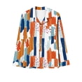 thumbnail image 3 of Puntoco Conjunto De Pijama Informal De Manga Larga Con Estampado De Moda Informal Para Mujer (1 top + 1 Pantalón) Conjunto De Solapa De Manga Larga Naranja Xxl, 3 of 4