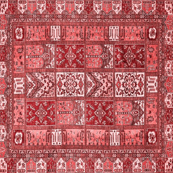 Ahgly Company Indoor Square Abstract Red Modern Area Rugs, 6' Square