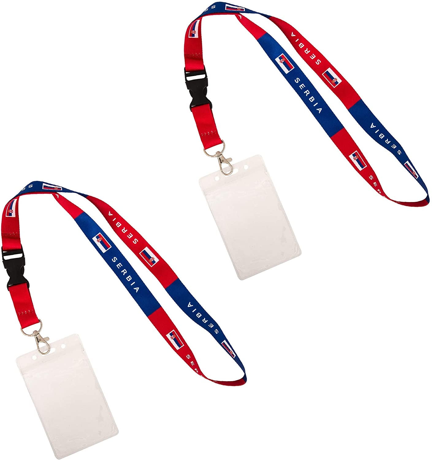 Serbia Country Flag Lanyard 2Pack Detachable Breakaway