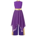 thumbnail image 5 of Aislor Girls Sleeveless Praise Dance Dress Metallic Gold Liturgical Worship Tunic with Wide Leg Pants Set Purple 8, 5 of 8