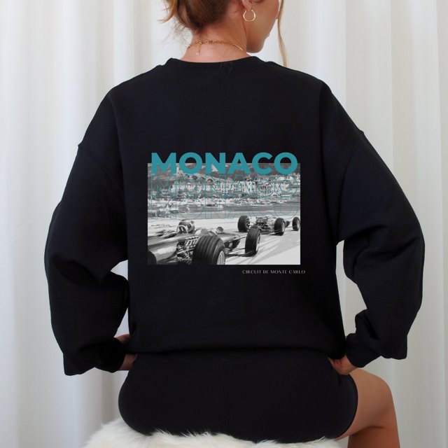Chandail en Molleton Monaco F1 Formule un Col Rond Monaco F1 Cadeau Chemise Inspirée de Course g - Noir - L