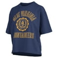 thumbnail image 2 of Women's Pressbox Navy West Virginia Mountaineers Motley Crew Bishop Waist Length Oversized Slub T-Shirt, 2 of 3