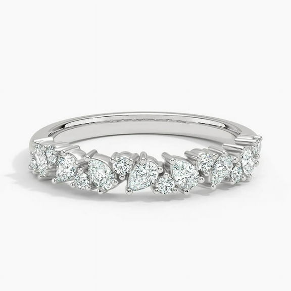 Dash Jewel 14K White Gold Over Rings for Her - 2.2 Ct Pear Cut Simulated Diamond Ring - Engagement Diamond Band for Her - Cluster Diamond Rings for Her - Women's Jewelry Wedding Silver Rings