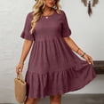 thumbnail image 6 of Horkkom Summer Dresses for Women Short Sleeve Mini Solid Color T Shirt Dress Vacation Beach Sundresses, XL-5XL, 6 of 8